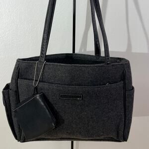 Frankie & Johnnie Smoky Gray Felt Tote Bag Zip Top Work Shoulder Purse
